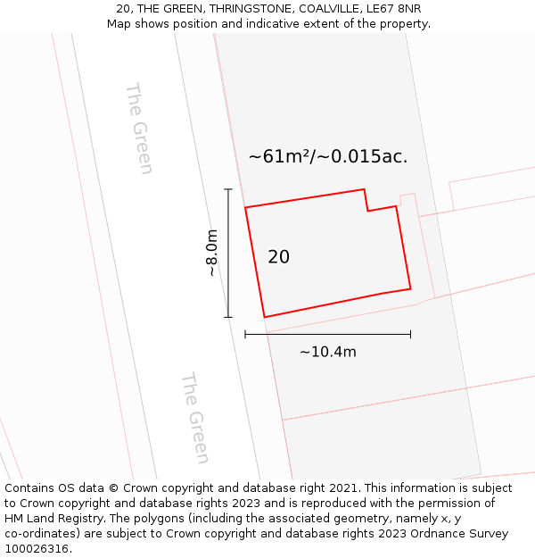 20, THE GREEN, THRINGSTONE, COALVILLE, LE67 8NR: Plot and title map