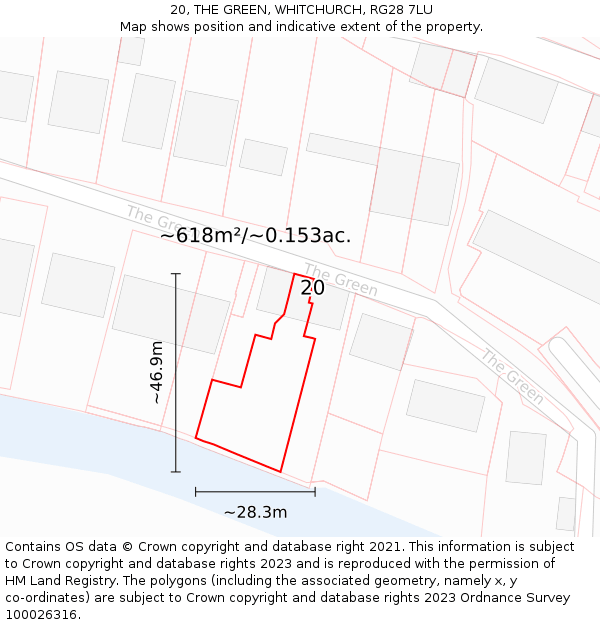 20, THE GREEN, WHITCHURCH, RG28 7LU: Plot and title map