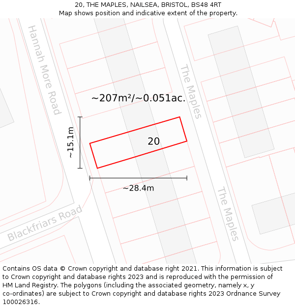 20, THE MAPLES, NAILSEA, BRISTOL, BS48 4RT: Plot and title map