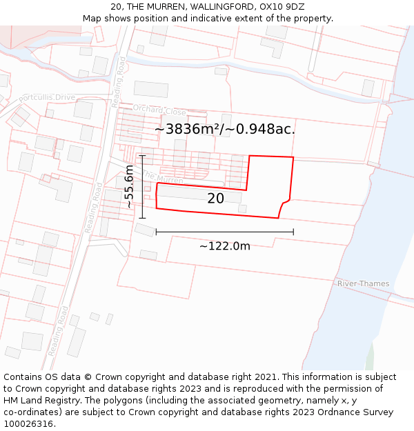 20, THE MURREN, WALLINGFORD, OX10 9DZ: Plot and title map