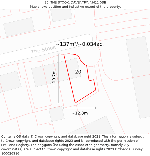 20, THE STOOK, DAVENTRY, NN11 0SB: Plot and title map