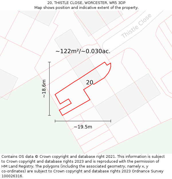 20, THISTLE CLOSE, WORCESTER, WR5 3DP: Plot and title map