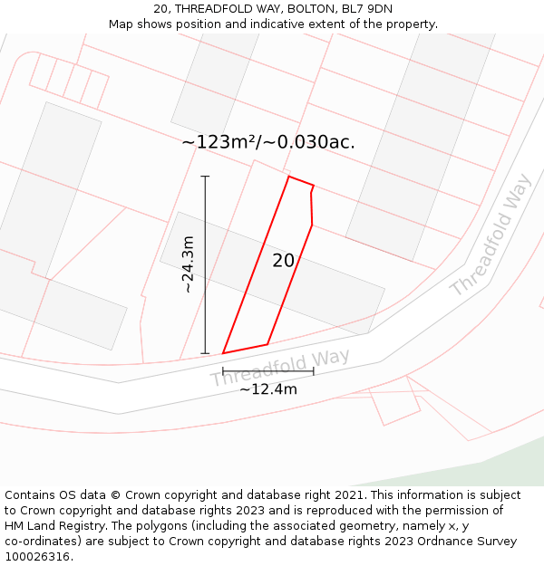 20, THREADFOLD WAY, BOLTON, BL7 9DN: Plot and title map