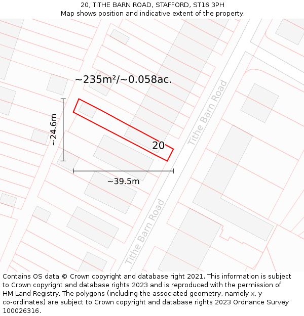 20, TITHE BARN ROAD, STAFFORD, ST16 3PH: Plot and title map