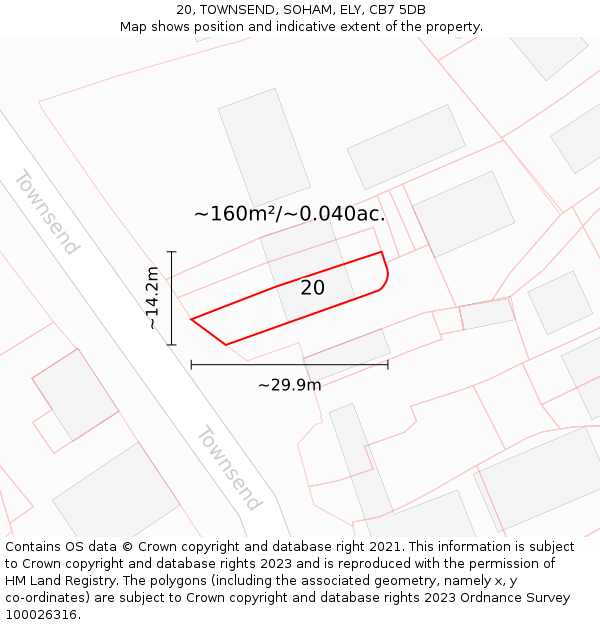 20, TOWNSEND, SOHAM, ELY, CB7 5DB: Plot and title map