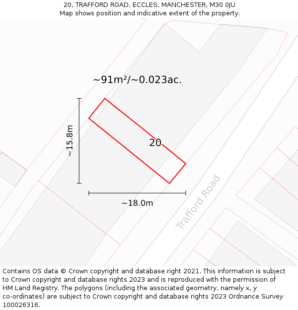20, TRAFFORD ROAD, ECCLES, MANCHESTER, M30 0JU: Plot and title map