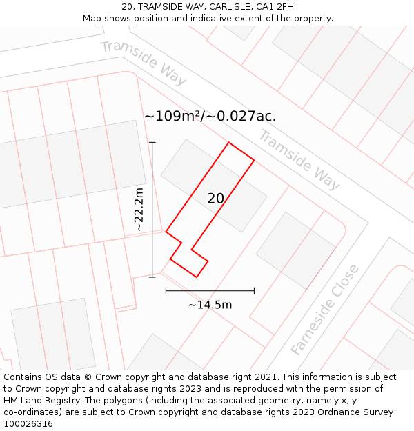 20, TRAMSIDE WAY, CARLISLE, CA1 2FH: Plot and title map