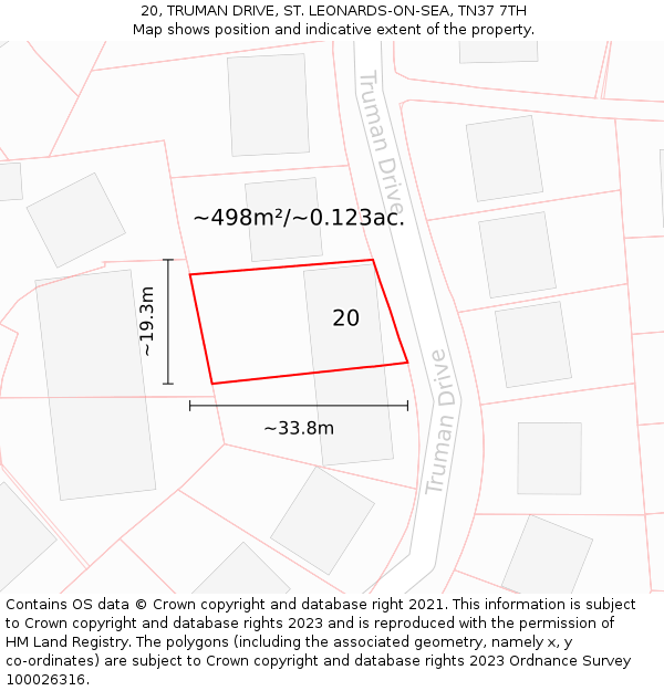 20, TRUMAN DRIVE, ST. LEONARDS-ON-SEA, TN37 7TH: Plot and title map