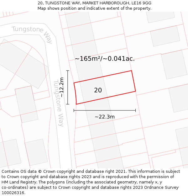 20, TUNGSTONE WAY, MARKET HARBOROUGH, LE16 9GG: Plot and title map