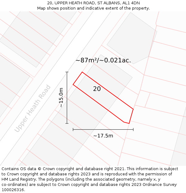 20, UPPER HEATH ROAD, ST ALBANS, AL1 4DN: Plot and title map