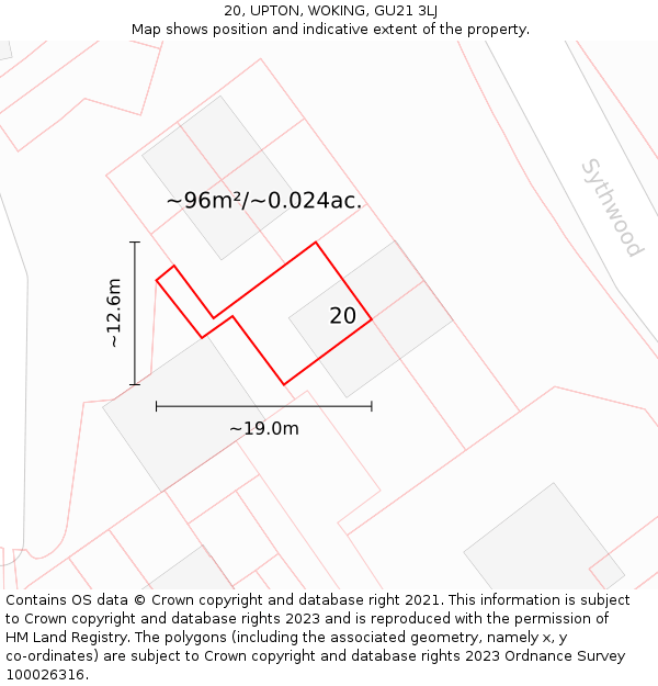 20, UPTON, WOKING, GU21 3LJ: Plot and title map