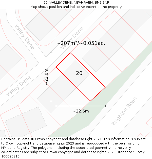 20, VALLEY DENE, NEWHAVEN, BN9 9NF: Plot and title map