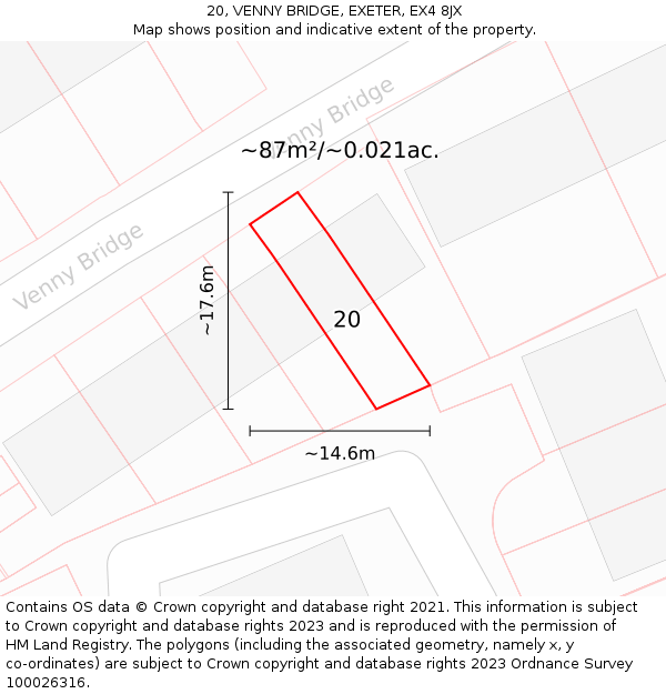 20, VENNY BRIDGE, EXETER, EX4 8JX: Plot and title map