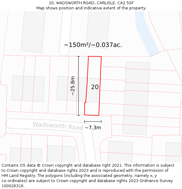 20, WADSWORTH ROAD, CARLISLE, CA2 5SF: Plot and title map