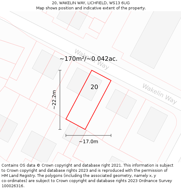 20, WAKELIN WAY, LICHFIELD, WS13 6UG: Plot and title map