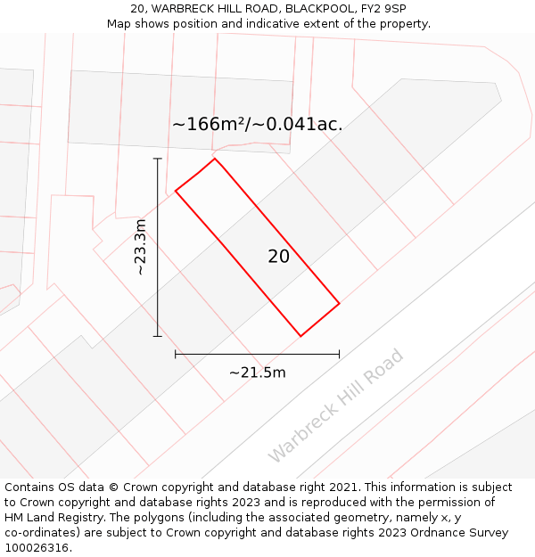20, WARBRECK HILL ROAD, BLACKPOOL, FY2 9SP: Plot and title map