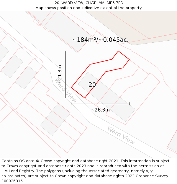 20, WARD VIEW, CHATHAM, ME5 7FD: Plot and title map