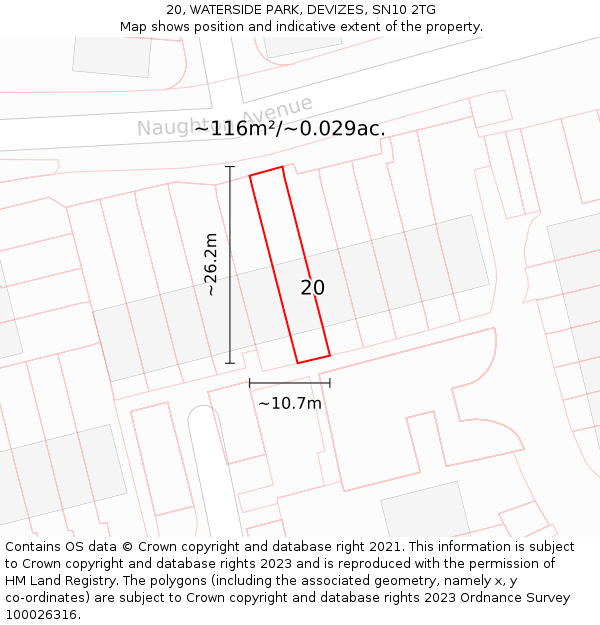20, WATERSIDE PARK, DEVIZES, SN10 2TG: Plot and title map