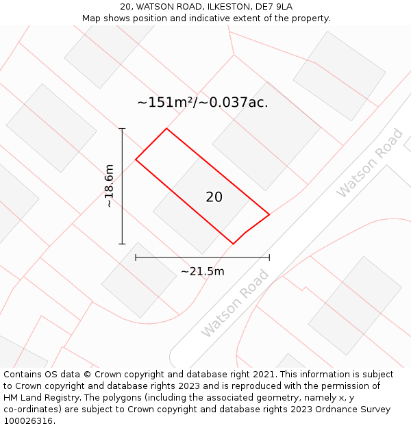 20, WATSON ROAD, ILKESTON, DE7 9LA: Plot and title map