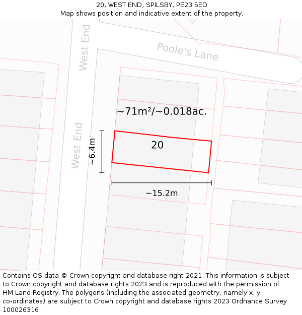 20, WEST END, SPILSBY, PE23 5ED: Plot and title map