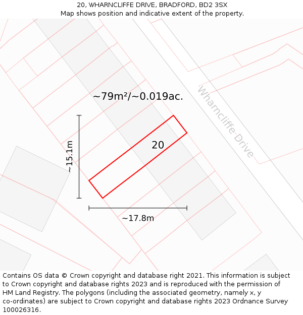 20, WHARNCLIFFE DRIVE, BRADFORD, BD2 3SX: Plot and title map