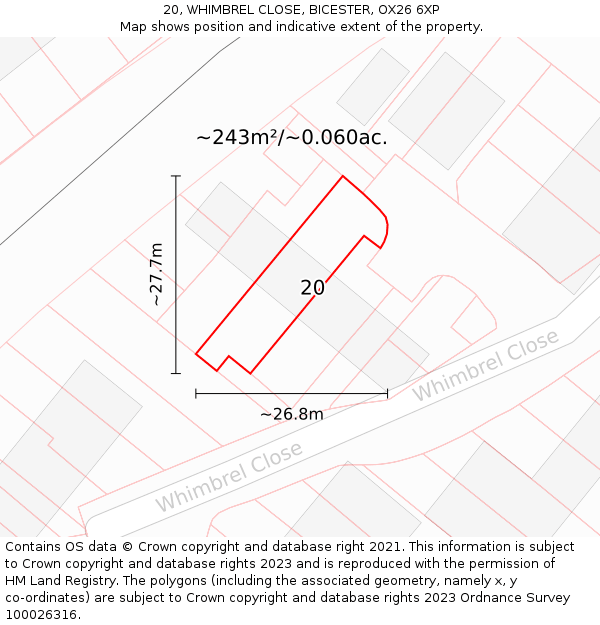 20, WHIMBREL CLOSE, BICESTER, OX26 6XP: Plot and title map