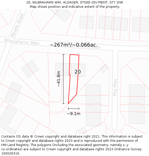 20, WILBRAHAMS WAY, ALSAGER, STOKE-ON-TRENT, ST7 2NR: Plot and title map