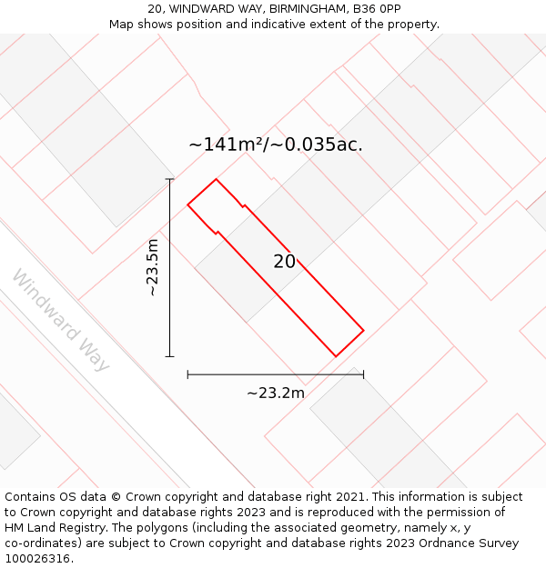 20, WINDWARD WAY, BIRMINGHAM, B36 0PP: Plot and title map