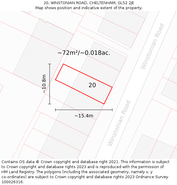 20, WINSTONIAN ROAD, CHELTENHAM, GL52 2JE: Plot and title map