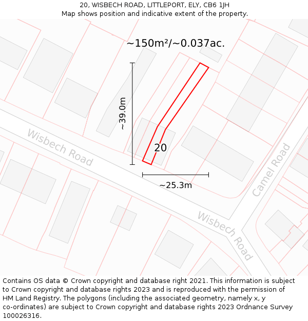 20, WISBECH ROAD, LITTLEPORT, ELY, CB6 1JH: Plot and title map