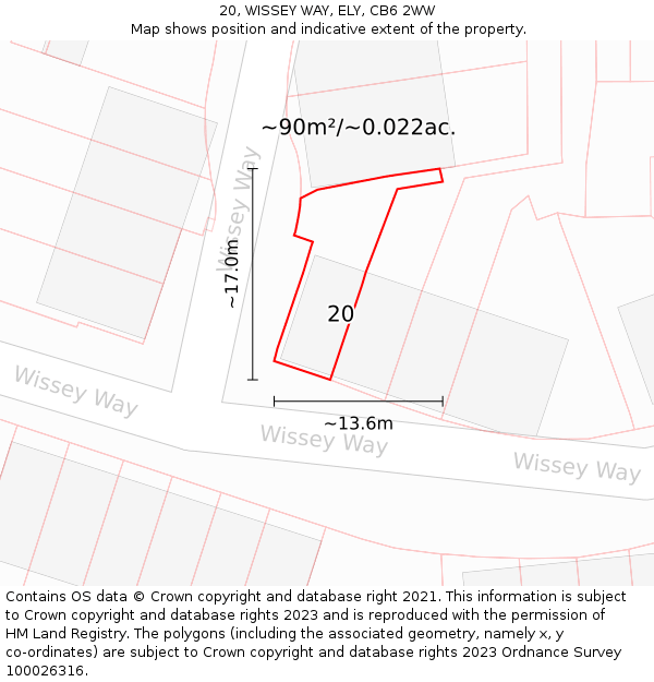 20, WISSEY WAY, ELY, CB6 2WW: Plot and title map