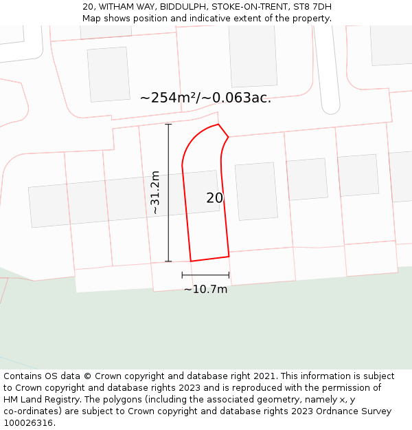 20, WITHAM WAY, BIDDULPH, STOKE-ON-TRENT, ST8 7DH: Plot and title map