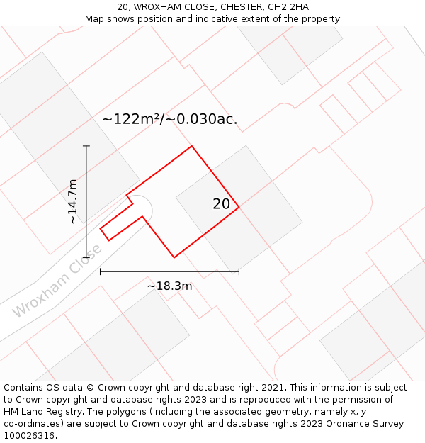 20, WROXHAM CLOSE, CHESTER, CH2 2HA: Plot and title map