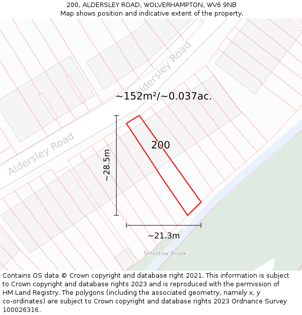 200, ALDERSLEY ROAD, WOLVERHAMPTON, WV6 9NB: Plot and title map