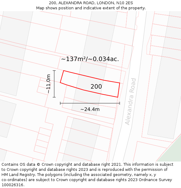 200, ALEXANDRA ROAD, LONDON, N10 2ES: Plot and title map