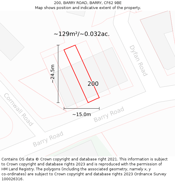 200, BARRY ROAD, BARRY, CF62 9BE: Plot and title map