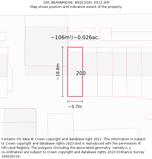 200, BEAMBRIDGE, BASILDON, SS13 3NF: Plot and title map