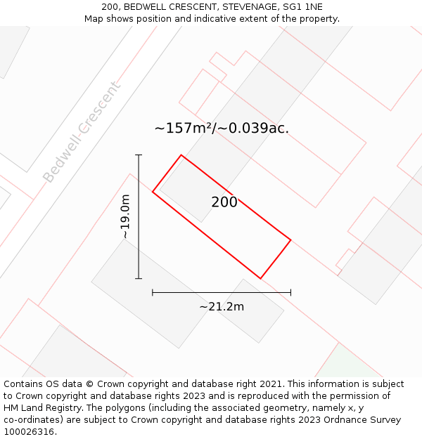 200, BEDWELL CRESCENT, STEVENAGE, SG1 1NE: Plot and title map