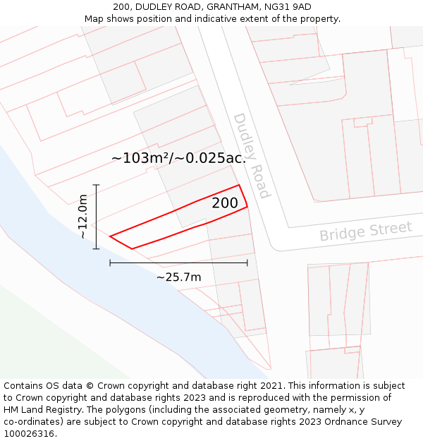 200, DUDLEY ROAD, GRANTHAM, NG31 9AD: Plot and title map