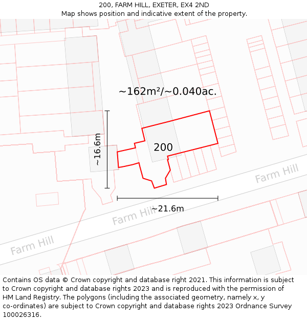 200, FARM HILL, EXETER, EX4 2ND: Plot and title map