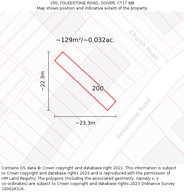 200, FOLKESTONE ROAD, DOVER, CT17 9JB: Plot and title map