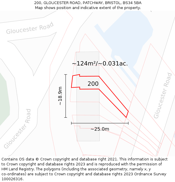 200, GLOUCESTER ROAD, PATCHWAY, BRISTOL, BS34 5BA: Plot and title map