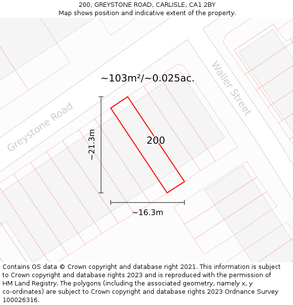 200, GREYSTONE ROAD, CARLISLE, CA1 2BY: Plot and title map