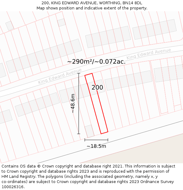 200, KING EDWARD AVENUE, WORTHING, BN14 8DL: Plot and title map