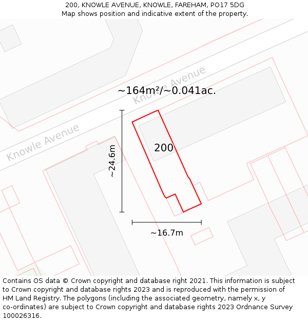 200, KNOWLE AVENUE, KNOWLE, FAREHAM, PO17 5DG: Plot and title map