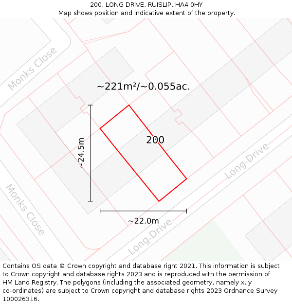 200, LONG DRIVE, RUISLIP, HA4 0HY: Plot and title map