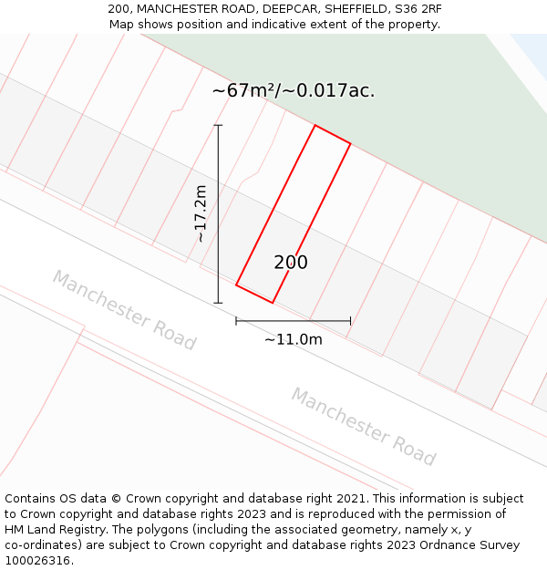 200, MANCHESTER ROAD, DEEPCAR, SHEFFIELD, S36 2RF: Plot and title map