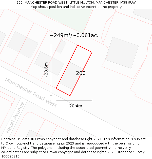 200, MANCHESTER ROAD WEST, LITTLE HULTON, MANCHESTER, M38 9UW: Plot and title map