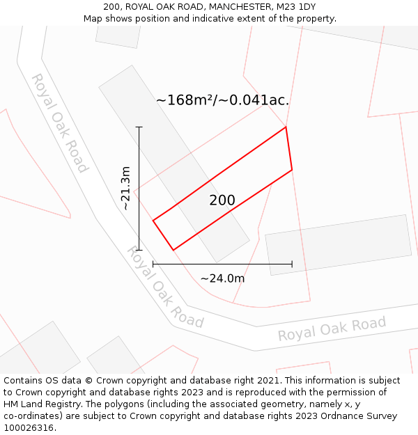 200, ROYAL OAK ROAD, MANCHESTER, M23 1DY: Plot and title map