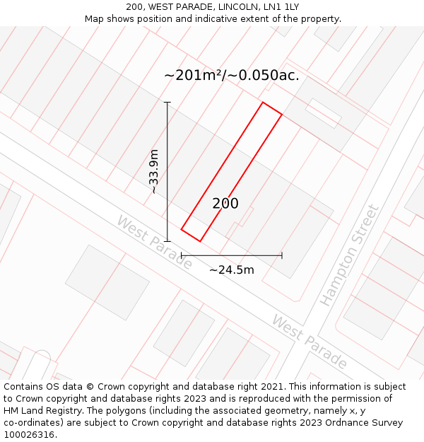 200, WEST PARADE, LINCOLN, LN1 1LY: Plot and title map